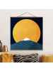 WALLART Stoffbild mit Posterleisten - Sonne, Mond und Berge in Gelb