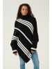 Cream Poncho CRKuma Loose fit in Black Eggnog Stripes
