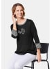 GOLDNER Kurzgröße:  Pullover mit femininem Motiv in schwarz / weiß