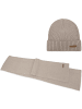 normani Winterset aus Merinowolle Schal und Mütze glatt Yuma in Beige