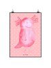 Mr. & Mrs. Panda Bild Axolotl Glücklich ohne Spruch in Rot Pastell