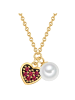 Glanzstücke München Kette Herz aus Sterling Silber mit Zirkonia und Süßwasser-Zuchtperle in gelbgold
