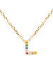 Luxenter Halskette aus 925er Sterlingsilber mit  Zirkonia-Steinen 18K Gelbgold-Finish