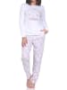 NORMANN Langarm Schlafanzug Pyjama Katzenmotiv in flieder