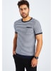 Leif Nelson Herren T-Shirt Feinstrick Rundhals LN-7650 in blau-ecruweiß