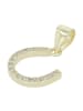 Adeliás Damen Anhänger Hufeisen aus 925 Silber mit Zirkonia in gold