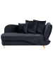 Beliani Chaiselongue MERI in Schwarz/Heller Holzfarbton - (W) 155 x (H) 76 x (L) 69 cm