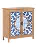 Beliani Sideboard MATARANKA in Braun/Blau - (W) 84 x (H) 90 x (L) 38 cm