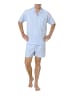 NORMANN Schlafanzug Shorty Pyjama kurzarm gewebt zum Knöpfen - 80034 in blau