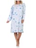 NORMANN Langarm Nachthemd klassische Design Knopfleiste am Hals - 88983 in blau