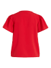 Vila Lockeres Shirt mit Volant Schultern Kurzarm Top V-Neck in Rot