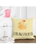 Mr. & Mrs. Panda Kissen 40x40 Fuchs Mama mit Spruch in Gelb Pastell