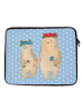 Mr. & Mrs. Panda Laptop Tasche Bären mit Blumenkranz ohne Spruch in Blau Pastell