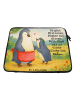 Mr. & Mrs. Panda Laptop Tasche Pinguin mit Kind Design mit Spruch in Weiß
