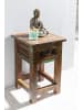 KADIMA DESIGN Shabby-Chic Beistelltisch Mangoholz: Schublade, Braun, 30 kg Traglast