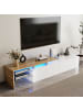 ABRIHOME Modernes TV Schrank Praktischer Stauraum mit Glasböden und LED, Weiß