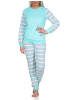 NORMANN geringelte Frottee Schlafanzug langarm Pyjama Eiskristall - 75049 in mint