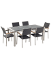Beliani 9-tlg Gartentisch Set GROSSETO in Grau/Schwarz/Silber