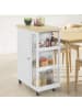 SoBuy Küchenwagen in Weiß und Natur - (B)60 x (H)90 x (T)40cm