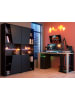 Parisot Schreibtisch-Set schwarz, Eiche, Tisch und Schrank inklusive LED-Beleuchtung