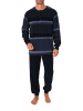 NORMANN Langarm Schlafanzug Frottee Stretch Pyjama Bündchen in marine