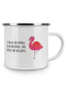 Mr. & Mrs. Panda Emaille Tasse Flamingo Classic mit Spruch in Weiß