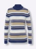 Sieh an! Stehkragenpullover in jeansblau-hellblau-geringelt