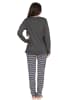 NORMANN Pyjama Kuschelinterlock Hose gestreift Faultier - 48932 in anthrazit-melange