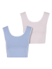 Urban Classics Cropped Tee in powderblue/white+blushedrose/white