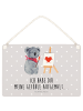 Mr. & Mrs. Panda Holzschild Koala Künstler mit Spruch in Grau Pastell
