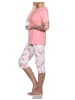 NORMANN Kurzarm Pyjama Schlafanzug Caprihose Homewear und Ananas - 78842 in rosa