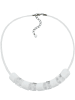 Gallay Kette Schrägperle weiß und kristallklar mit Silikonschnur weiß 45cm in weiß