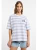 ELBSAND T-Shirt Gry in Coldwater + Bright White STRIPE