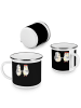 Mr. & Mrs. Panda Camping Emaille Tasse 3. Hochzeitstag Lederhoch... in Schwarz