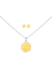 Alexander York Schmuckset FLOWER OF LIFE in 925 Sterling Silber mit Gelb-Gold, 4-tlg.