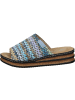 rieker Klassische Pantoletten, Plateau-Pantoletten in blau-multi/aqua