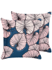 Beliani 2er-Set Dekokissen CHRYSANTHEMUM in Blau/Rosa