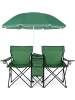 COSTWAY 2-Sitzer Campingstuhl mit Sonnenschirm in Grün