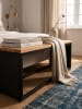 KADIMA DESIGN Sitzbank Akazie Massivholz / Steinoptik 120x45x35 cm Flurbank mit