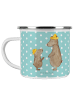 Mr. & Mrs. Panda Kaffeebecher Bären mit Hut ohne Spruch in Türkis Pastell