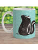 Mr. & Mrs. Panda Kaffeetasse Stinktier Sitzen ohne Spruch in Türkis Pastell
