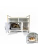 relaxdays Katzenschrank in Weiß/ Gold - (B)90 x (H)74 x (T)45 cm