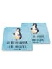 Mr. & Mrs. Panda Untersetzer Set Pinguin Marienkäfer mit Spruch in Eisblau