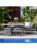 home24 Eckmodul Cipressa Teak & Edelstahl in Braun-Grau