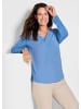 GOLDNER Blusenshirt Elegantes Chiffonshirt mit Jersey-Details in blau