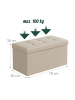 relaxdays Sitzbank in Beige - (B)76 x (H)38 x (T)38 cm