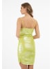 faina Damen Strick Trägerkleid Mini in Limette Metallisch