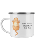 Mr. & Mrs. Panda Camping Emaille Tasse Katze Umarmen mit Spruch in Weiß