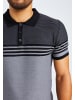 Leif Nelson Herren T-Shirt Feinstrick Polo LN-7640 in schwarz-dunkelgrau