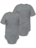 Normani Outdoor Sports 2x Baby Merino Kurzarm Body in Grau gestreift